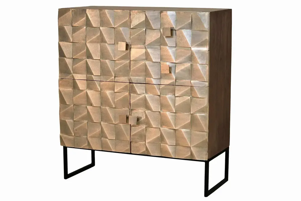 Sideboards - Mango wood and bronze sideboard, dark brown metal legs - GINER Y COLOMER