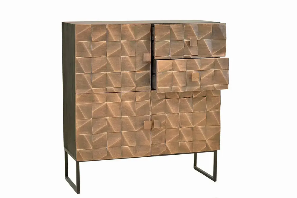 Sideboards - Mango wood and bronze sideboard, dark brown metal legs - GINER Y COLOMER