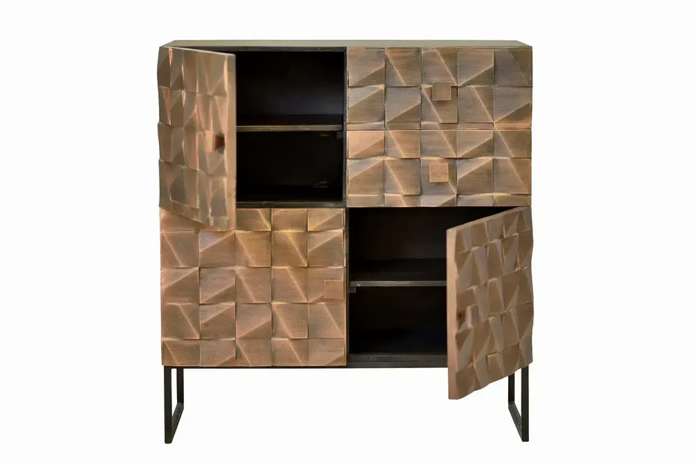 Sideboards - Mango wood and bronze sideboard, dark brown metal legs - GINER Y COLOMER