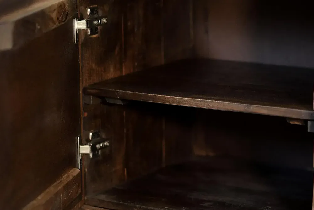 Sideboards - Mango wood and bronze sideboard, dark brown metal legs - GINER Y COLOMER