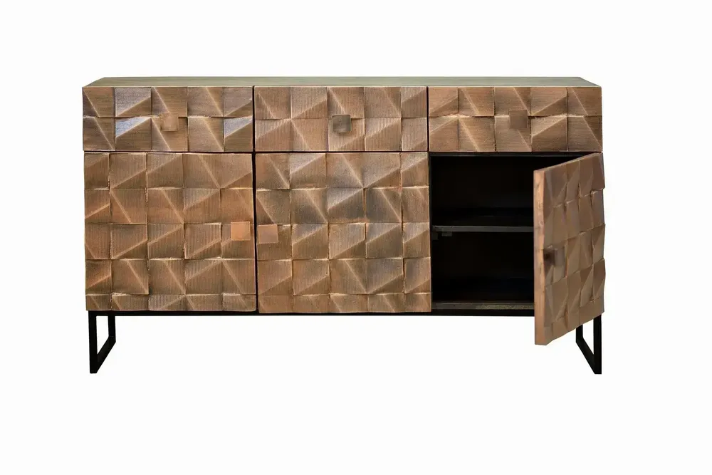 Sideboards - Industrial sideboard in mango wood and metal details - GINER Y COLOMER