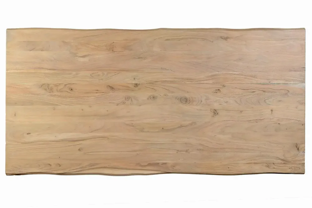 Tables Salle à Manger - Table à manger en bois d'acacia naturel et pieds en métal noir - GINER Y COLOMER