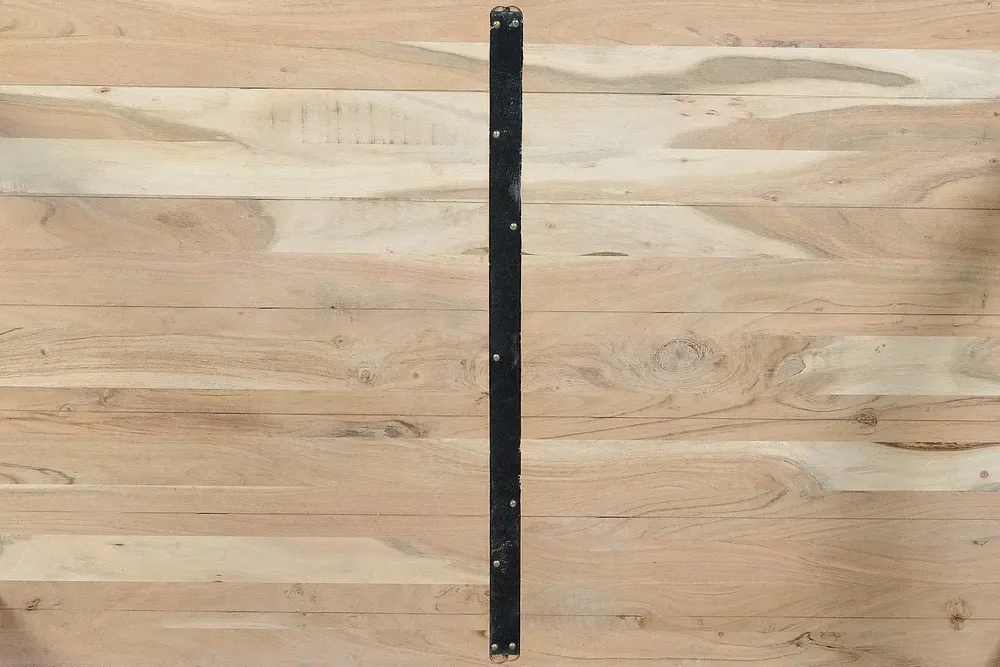 Dining Tables - Dining table in natural acacia wood and black metal legs - GINER Y COLOMER
