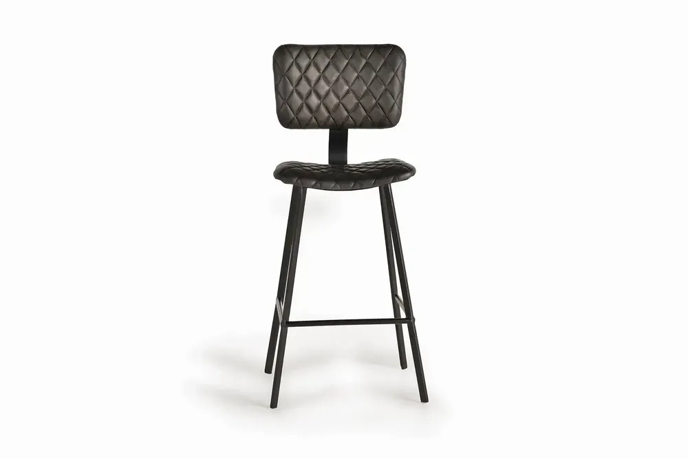 Tabourets - Tabouret en cuir naturel et metal - GINER Y COLOMER