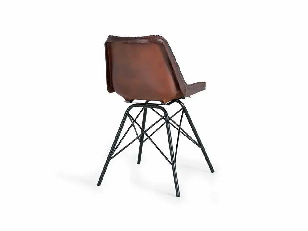 Chairs - Industrial style chair covered in natural leather - GINER Y COLOMER
