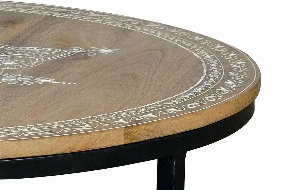 Coffee tables - Coffee table in mango wood and natural and black metal legs - GINER Y COLOMER