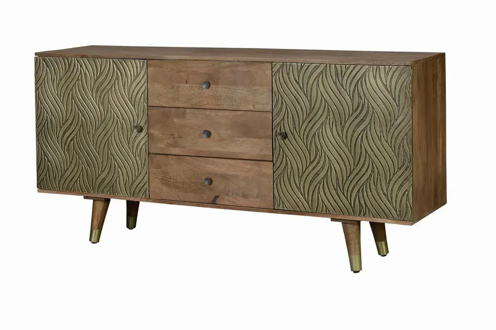 Sideboards - Mango wood and bronze sideboard - GINER Y COLOMER