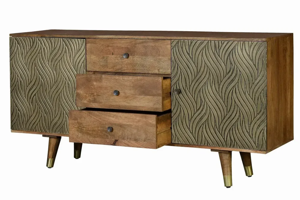 Sideboards - Mango wood and bronze sideboard - GINER Y COLOMER