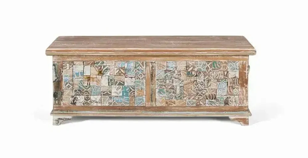 Storage boxes - Mixed chest in mango wood and recycled multicolored finish - GINER Y COLOMER
