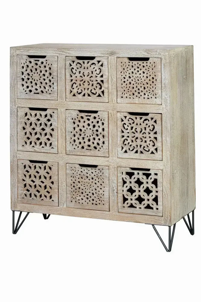 Chests of drawers - Chest of drawers in aged white mango wood - GINER Y COLOMER