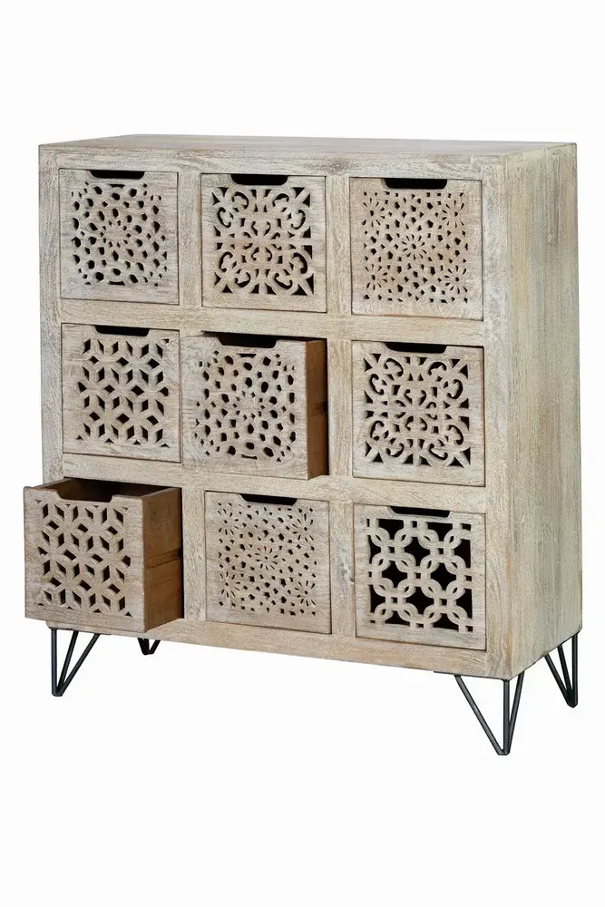 Chests of drawers - Chest of drawers in aged white mango wood - GINER Y COLOMER
