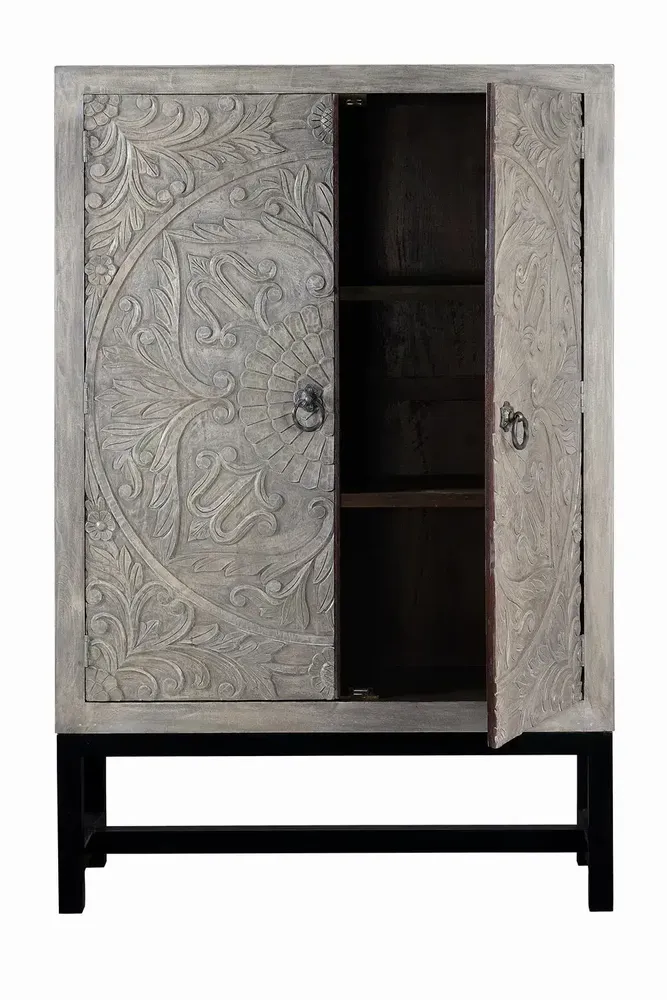 Wardrobe - Mango wood cabinet and aged gray metal legs - GINER Y COLOMER