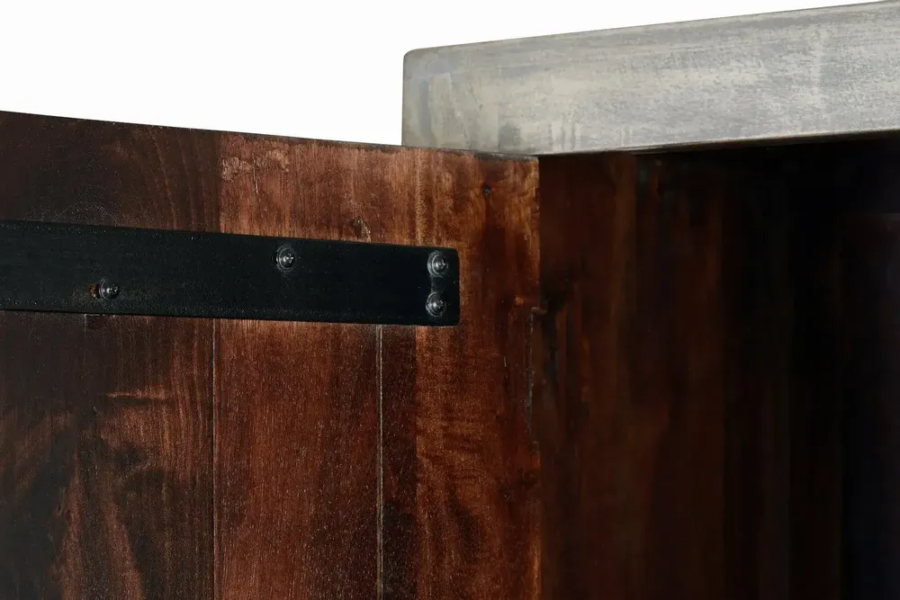 Wardrobe - Mango wood cabinet and aged gray metal legs - GINER Y COLOMER