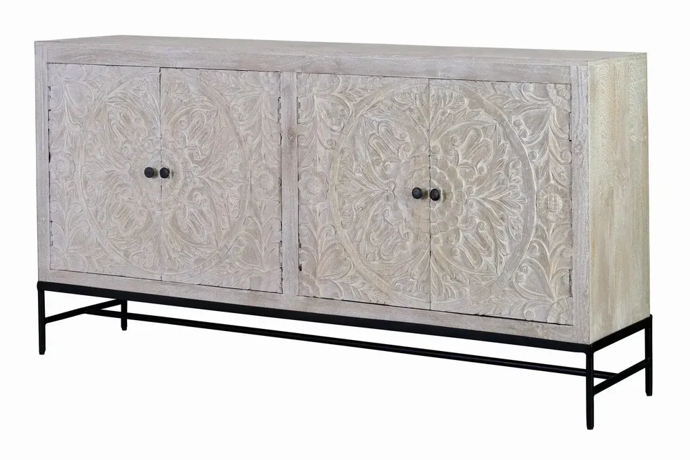 Sideboards - Sideboard in aged white mango wood - GINER Y COLOMER