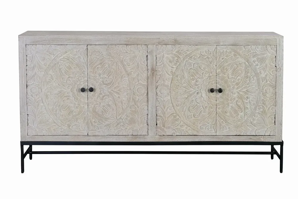 Sideboards - Sideboard in aged white mango wood - GINER Y COLOMER