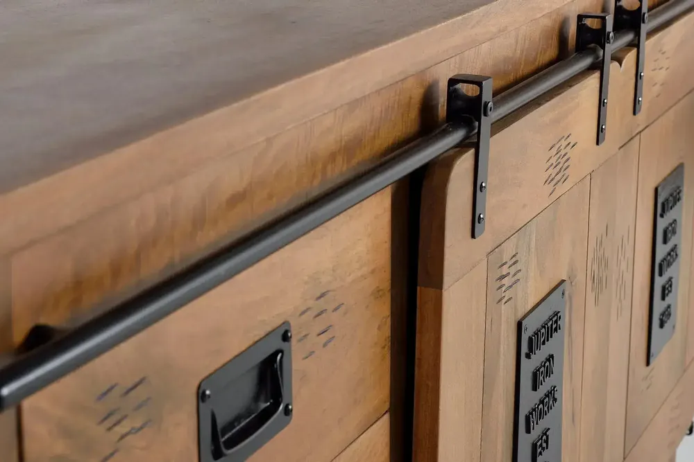 Sideboards - Industrial style sideboard in solid mango wood and metal - GINER Y COLOMER