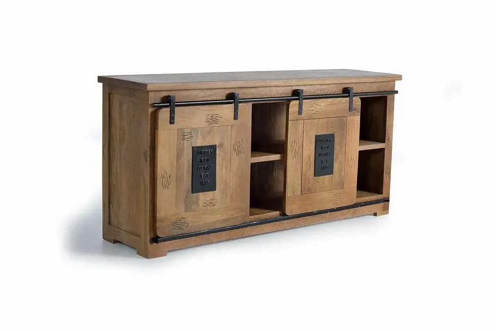 Sideboards - Industrial style sideboard in solid mango wood and metal - GINER Y COLOMER