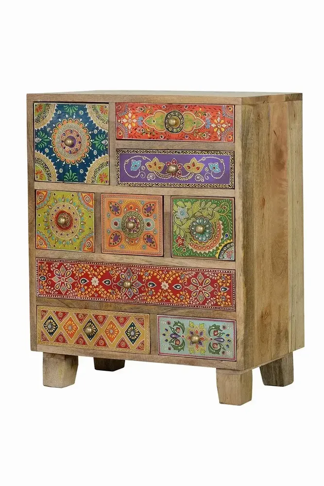 Coffee tables - Multicolored hand-painted mango wood coffee table - GINER Y COLOMER