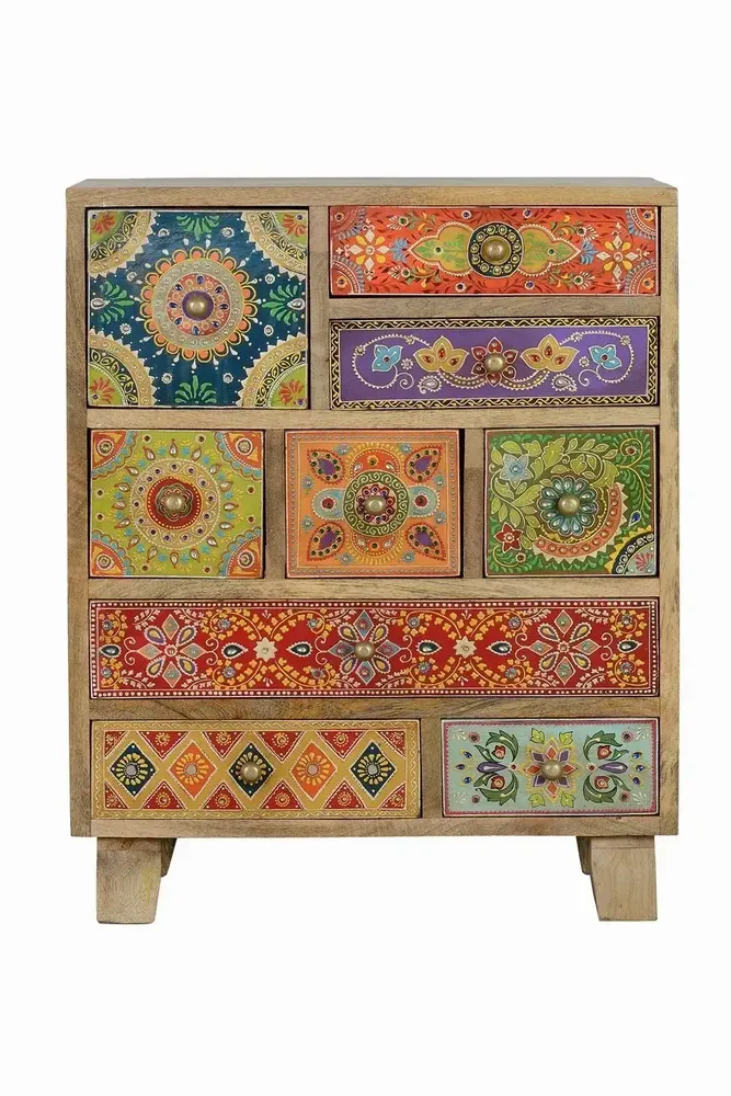 Coffee tables - Multicolored hand-painted mango wood coffee table - GINER Y COLOMER