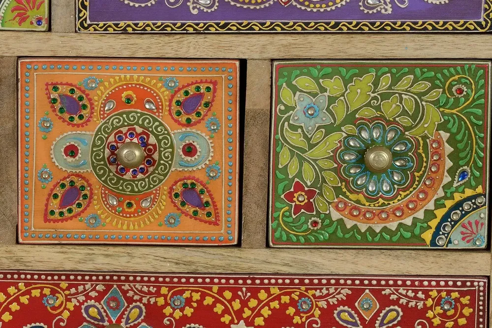 Coffee tables - Multicolored hand-painted mango wood coffee table - GINER Y COLOMER