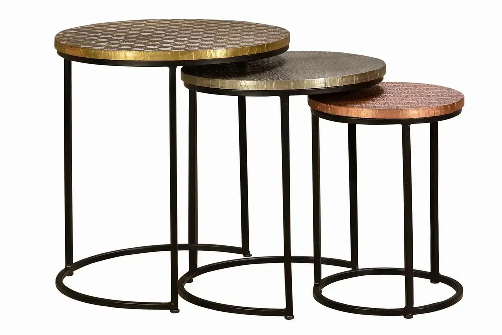 Coffee tables - Set of 3 coffee tables with bronze top - GINER Y COLOMER