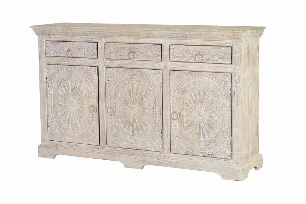 Sideboards - Sideboard in aged white mango wood - GINER Y COLOMER
