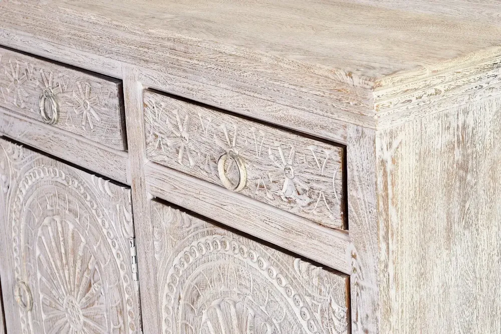 Sideboards - Sideboard in aged white mango wood - GINER Y COLOMER