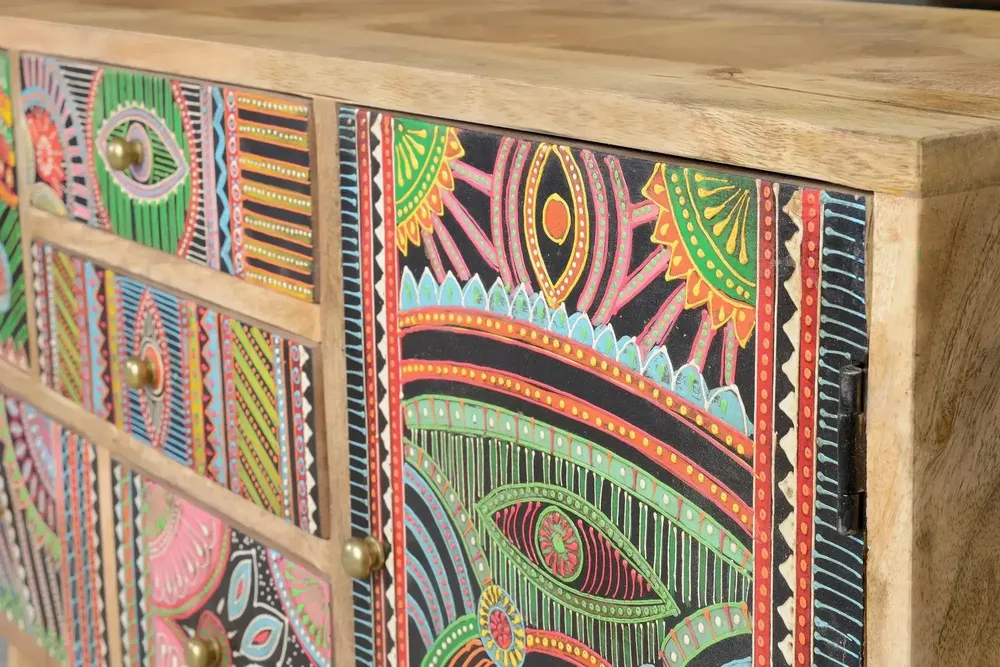 Chests of drawers - Chest of drawers in natural and multi-colored mango wood - GINER Y COLOMER