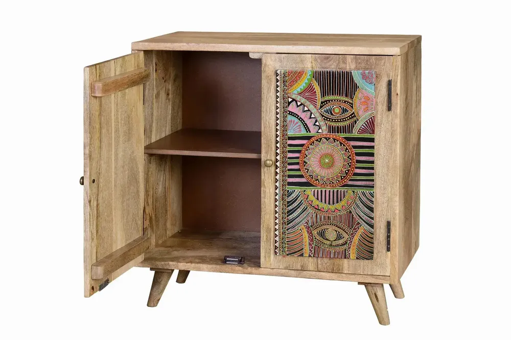 Chests of drawers - Hand-decorated natural mango wood chest of drawers - GINER Y COLOMER