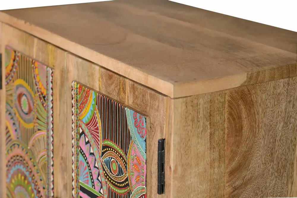 Chests of drawers - Hand-decorated natural mango wood chest of drawers - GINER Y COLOMER