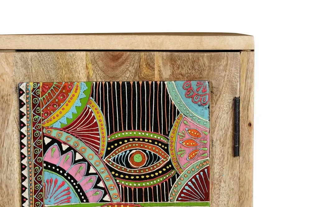 Chests of drawers - Hand-decorated natural mango wood chest of drawers - GINER Y COLOMER