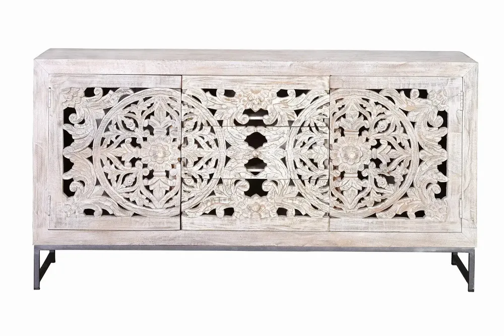 Sideboards - Buffet in mango wood and aged white metal - GINER Y COLOMER