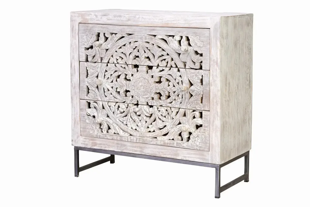 Sideboards - Mango wood sideboard and white and gray metal base - GINER Y COLOMER