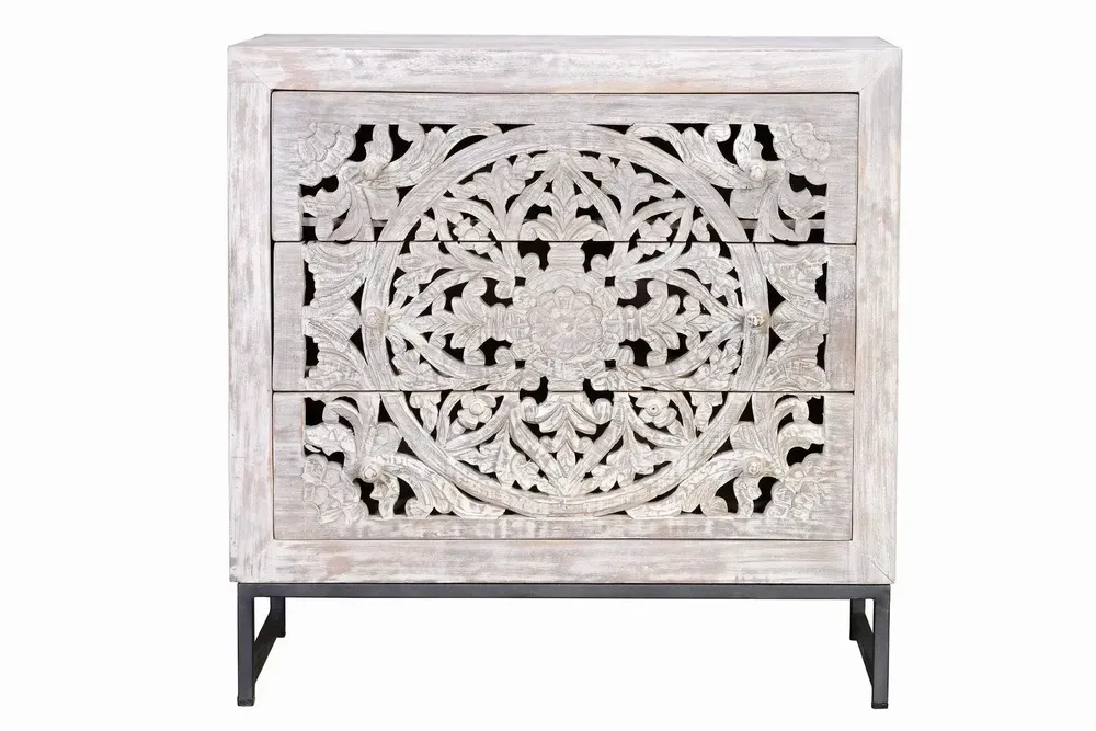 Sideboards - Mango wood sideboard and white and gray metal base - GINER Y COLOMER