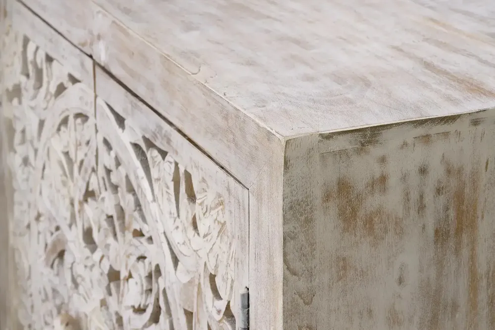 Sideboards - Mango wood sideboard, white and aged gray metal legs - GINER Y COLOMER