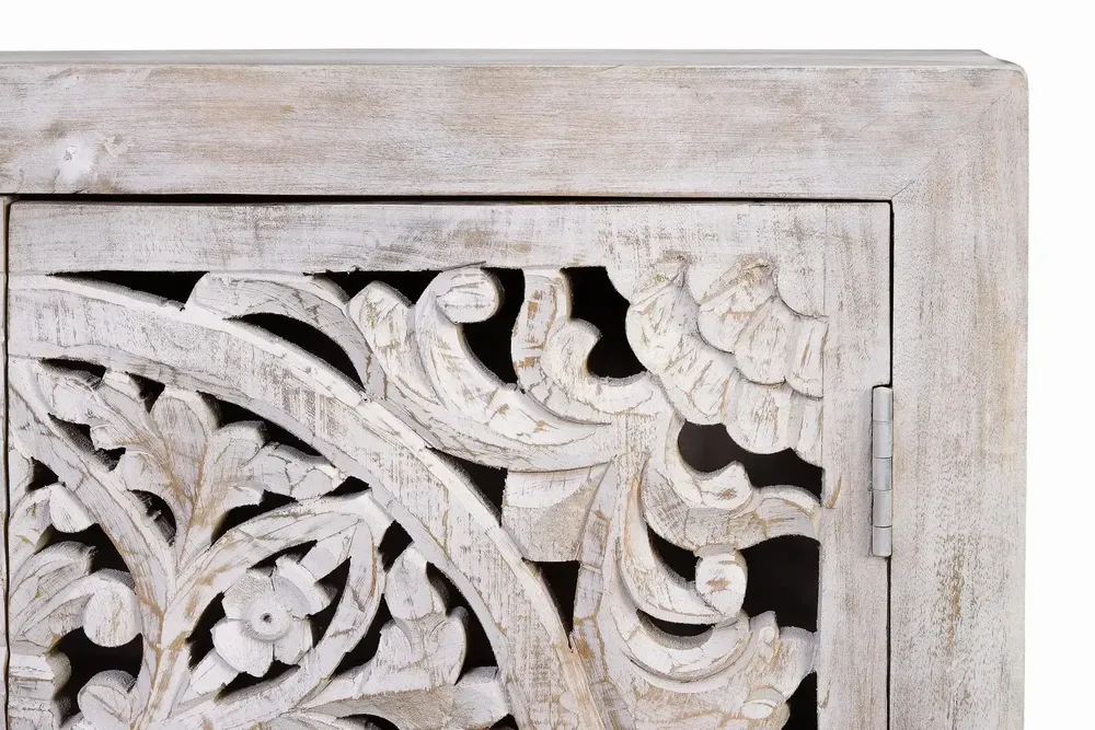 Sideboards - Mango wood sideboard, white and aged gray metal legs - GINER Y COLOMER