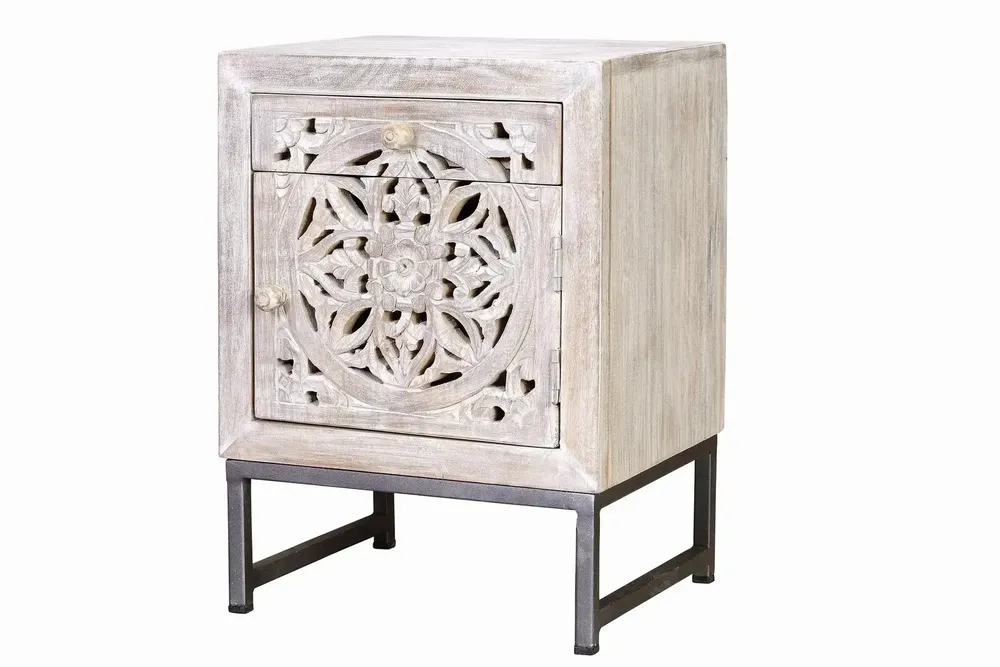Coffee tables - Mango wood coffee table and white and gray metal legs - GINER Y COLOMER