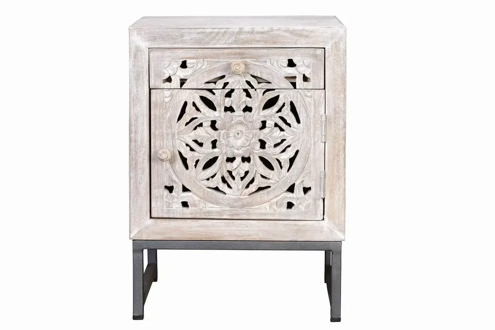 Coffee tables - Mango wood coffee table and white and gray metal legs - GINER Y COLOMER