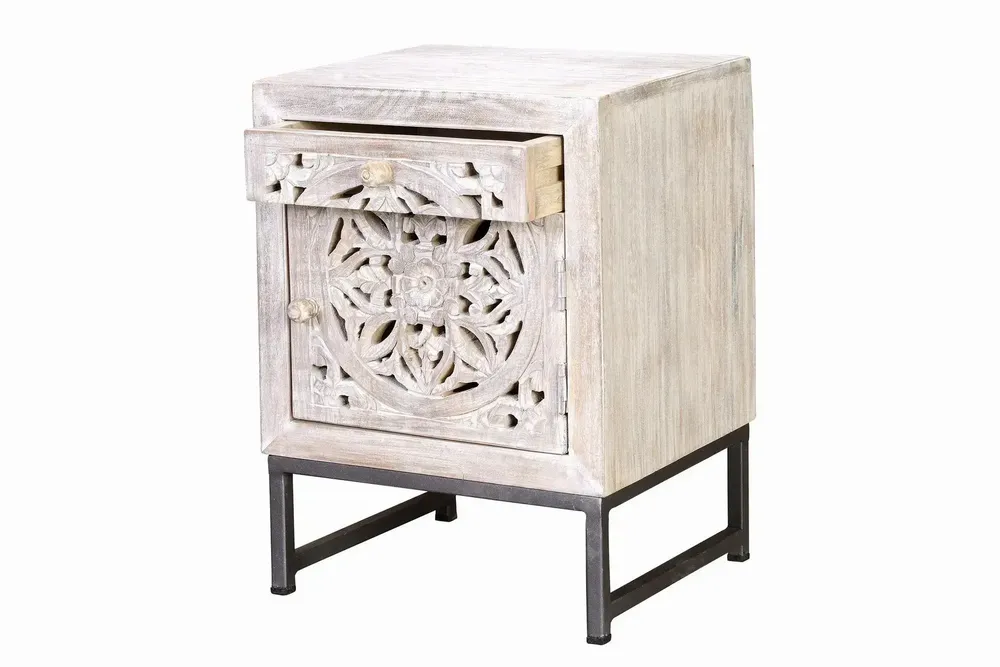 Coffee tables - Mango wood coffee table and white and gray metal legs - GINER Y COLOMER