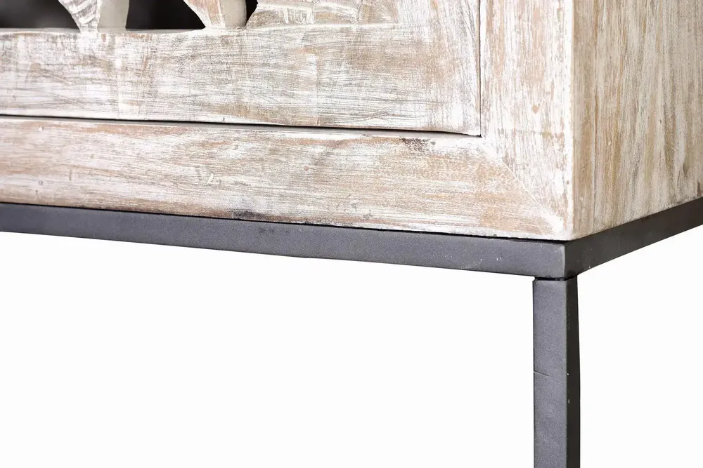 Sideboards - Mango wood display case, white and aged gray metal legs - GINER Y COLOMER