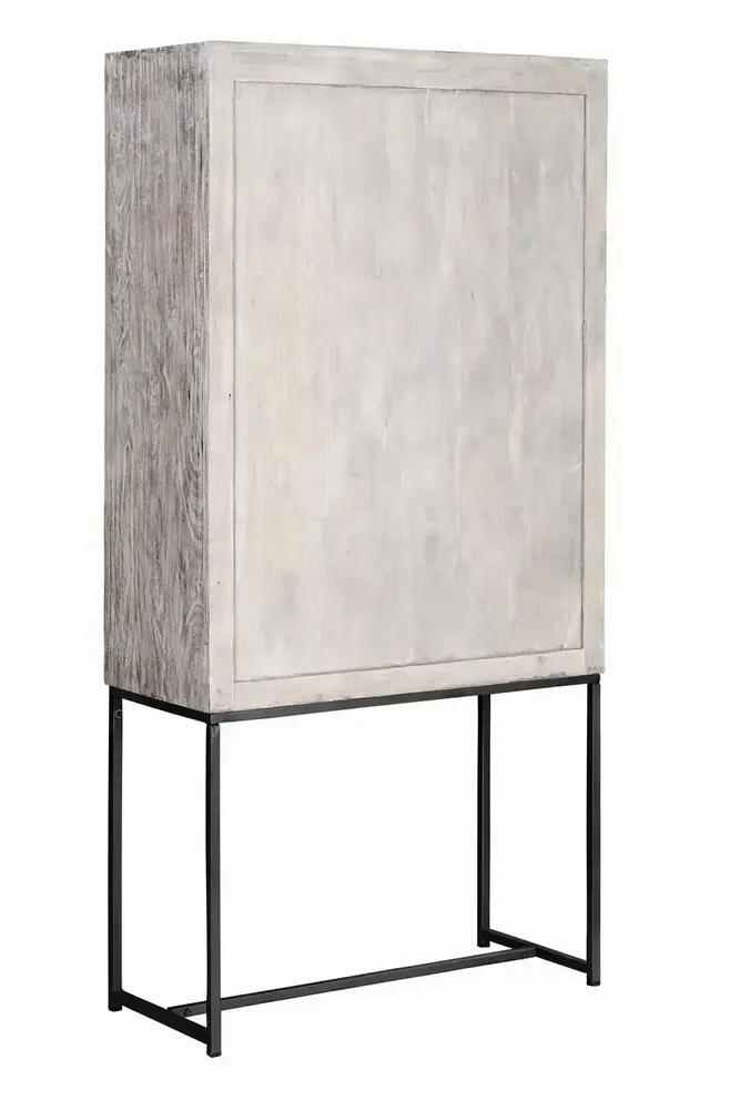 Sideboards - Mango wood display case, white and aged gray metal legs - GINER Y COLOMER