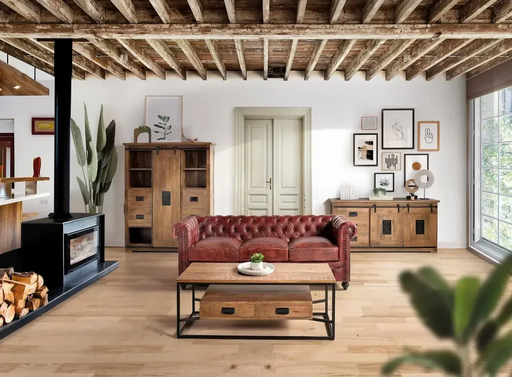 Sideboards - Mango wood and metal dresser - GINER Y COLOMER