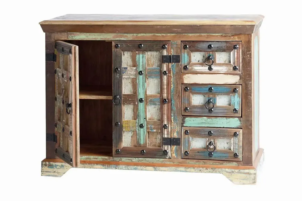 Buffets - Buffet en bois recyclé et détails métalliques multicolores - GINER Y COLOMER