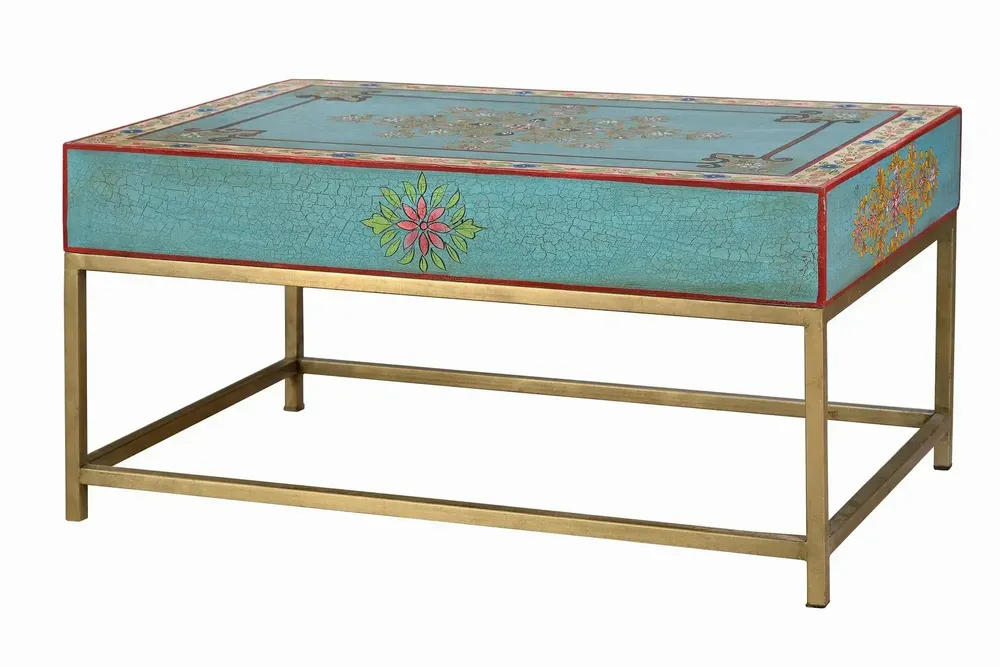 Tables basses - Table basse en manguier et pieds en métal doré et multicolore - GINER Y COLOMER