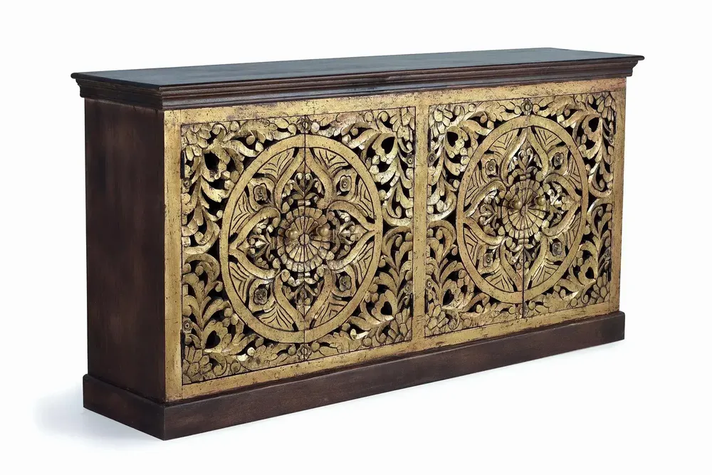 Sideboards - Sideboard in carved mango wood and gold leaf - GINER Y COLOMER