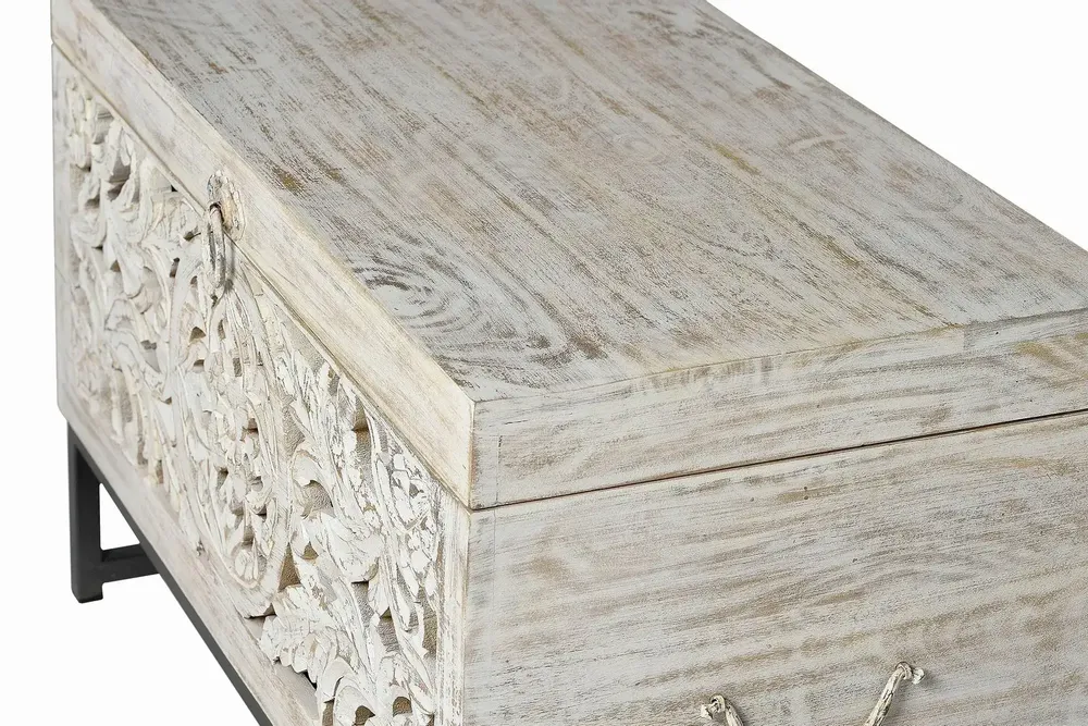 Boîtes de rangement - Coffre en manguier et pieds en métal blanc vieilli - GINER Y COLOMER
