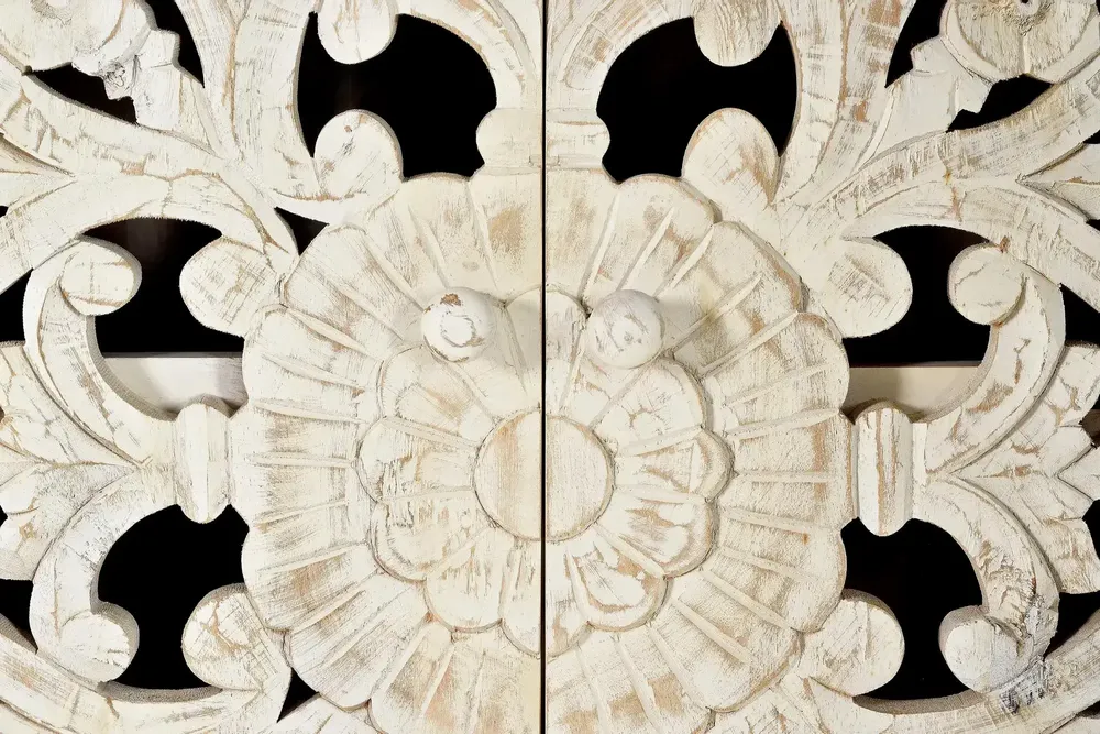Buffets - Vitrine en manguier et pieds en métal blanc vieilli - GINER Y COLOMER