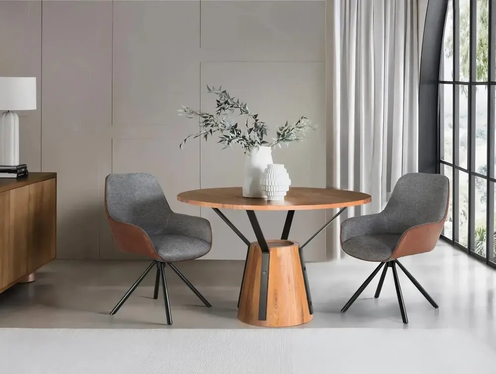 Chairs - Set of 2 fabric covered swivel chairs - GINER Y COLOMER
