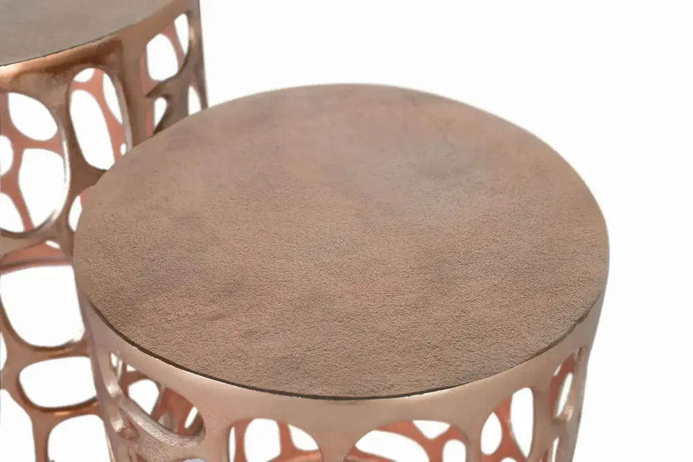 Tables basses - Lot de 2 tables en métal et finition en cuivre vieilli - GINER Y COLOMER