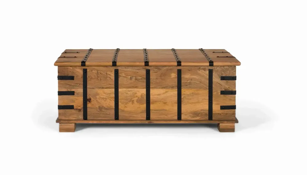 Tables basses - Table de coffre en bois de manguier massif avec finition naturelle - GINER Y COLOMER
